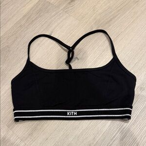 Kith Black Sports Bra with White Stripe Accent